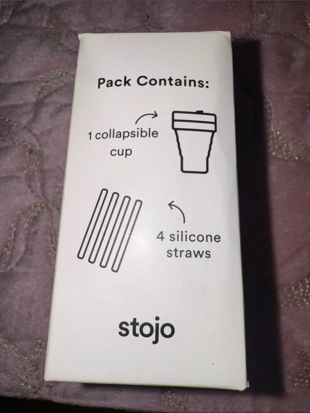 stojo Collapsible Cup with 4 Reusable Straws - White